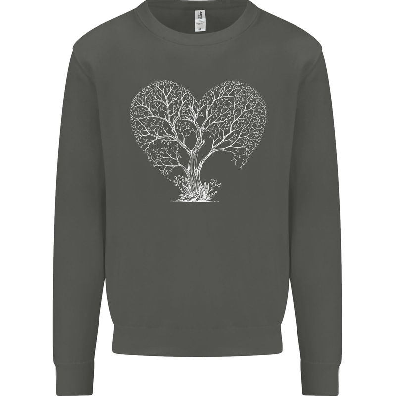 Love Tree Heart Aborist Ecology Environment Kids Sweatshirt Jumper Storm Grey