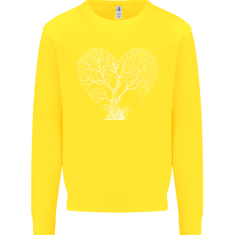 Love Tree Heart Aborist Ecology Environment Kids Sweatshirt Jumper Yellow