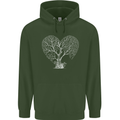Love Tree Heart Aborist Ecology Environment Mens 80% Cotton Hoodie Forest Green