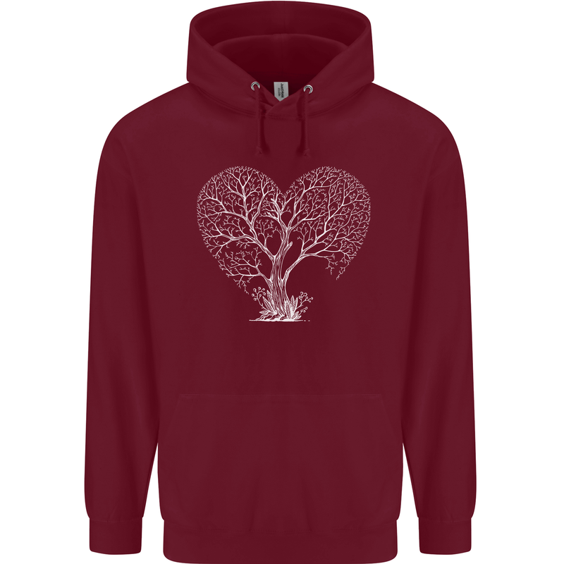 Love Tree Heart Aborist Ecology Environment Mens 80% Cotton Hoodie Maroon