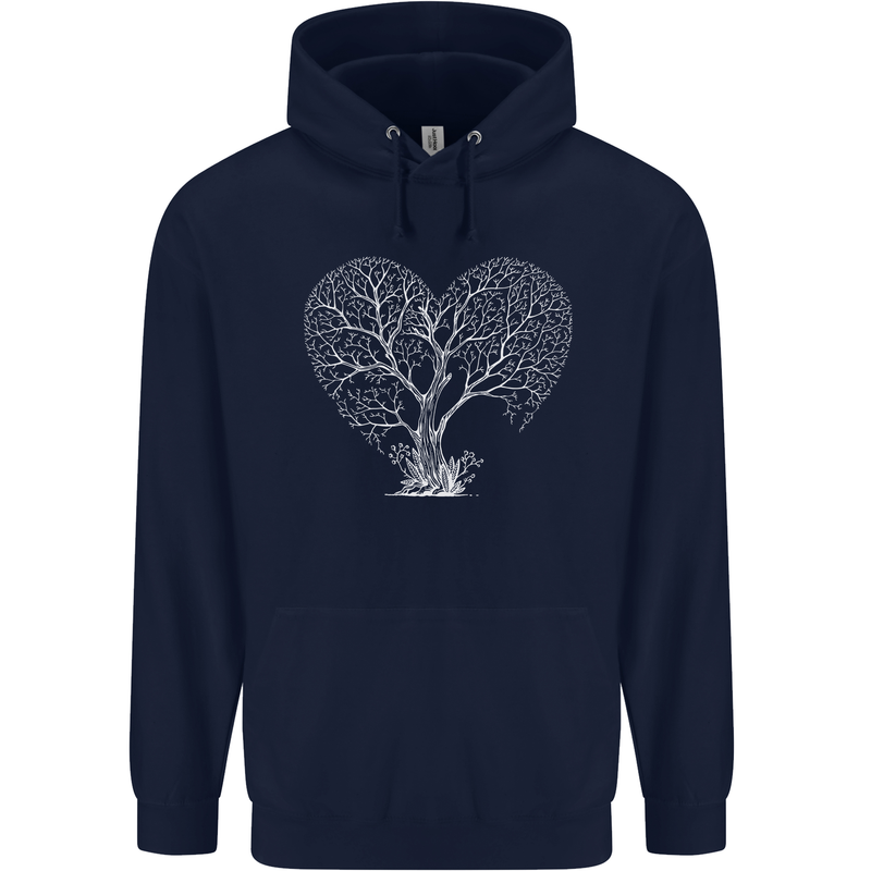Love Tree Heart Aborist Ecology Environment Mens 80% Cotton Hoodie Navy Blue