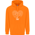 Love Tree Heart Aborist Ecology Environment Mens 80% Cotton Hoodie Orange
