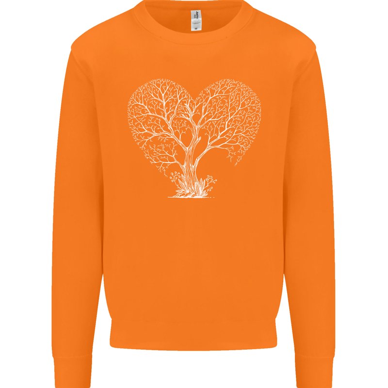 Love Tree Heart Aborist Ecology Environment Mens Sweatshirt Jumper Orange
