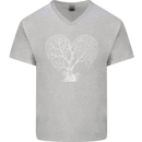 Love Tree Heart Aborist Ecology Environment Mens V-Neck Cotton T-Shirt Sports Grey