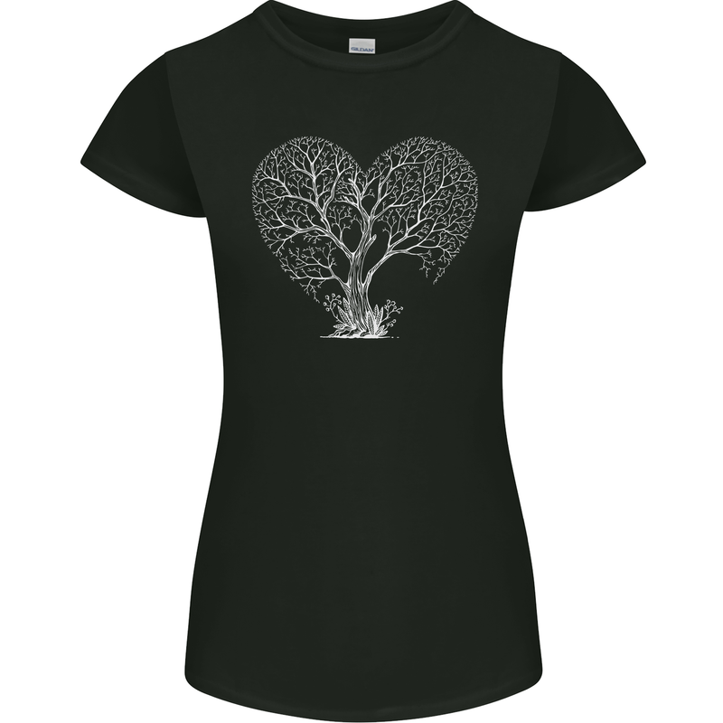 Love Tree Heart Aborist Ecology Environment Womens Petite Cut T-Shirt Black