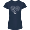 Love Tree Heart Aborist Ecology Environment Womens Petite Cut T-Shirt Navy Blue