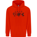 Love Triathlon Running Swimming Cycling Childrens Kids Hoodie Bright Red