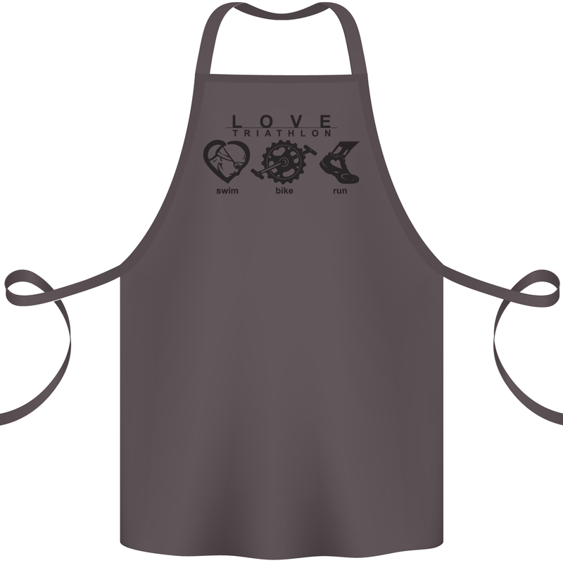 Love Triathlon Running Swimming Cycling Cotton Apron 100% Organic Dark Grey