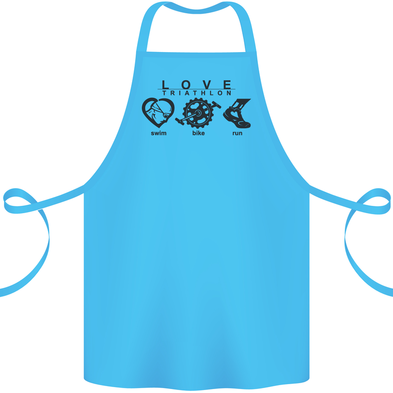 Love Triathlon Running Swimming Cycling Cotton Apron 100% Organic Turquoise