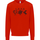 Love Triathlon Running Swimming Cycling Kids Sweatshirt Jumper Bright Red