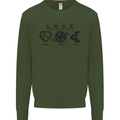 Love Triathlon Running Swimming Cycling Kids Sweatshirt Jumper Forest Green