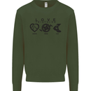 Love Triathlon Running Swimming Cycling Kids Sweatshirt Jumper Forest Green