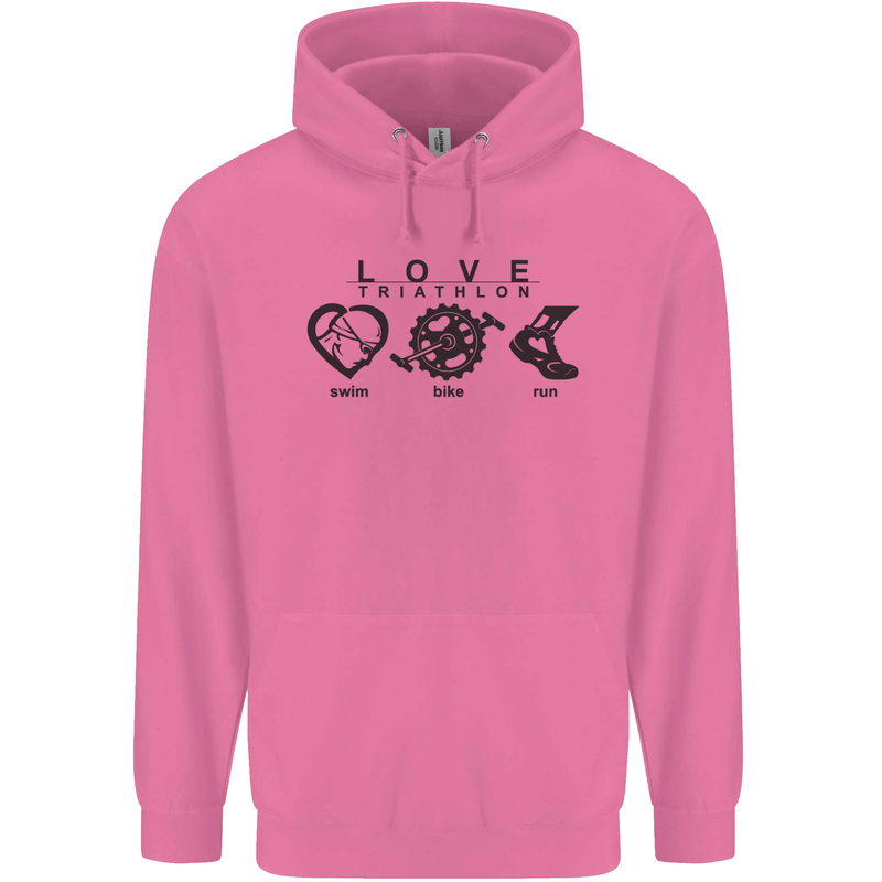 Love Triathlon Running Swimming Cycling Mens 80% Cotton Hoodie Azelea