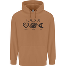 Love Triathlon Running Swimming Cycling Mens 80% Cotton Hoodie Caramel Latte