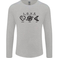 Love Triathlon Running Swimming Cycling Mens Long Sleeve T-Shirt Sports Grey