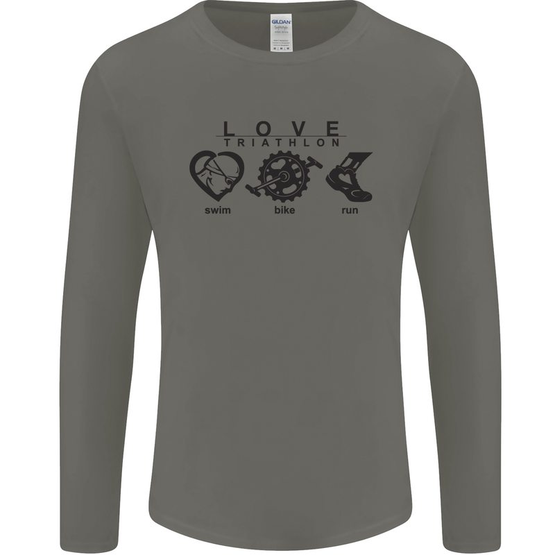 Love Triathlon Running Swimming Cycling Mens Long Sleeve T-Shirt White