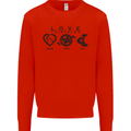 Love Triathlon Running Swimming Cycling Mens Sweatshirt Jumper Bright Red