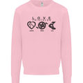 Love Triathlon Running Swimming Cycling Mens Sweatshirt Jumper Light Pink