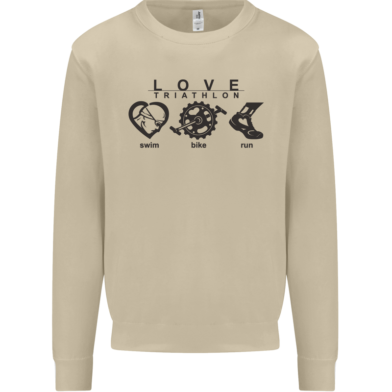 Love Triathlon Running Swimming Cycling Mens Sweatshirt Jumper Sand