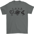 Love Triathlon Running Swimming Cycling Mens T-Shirt Cotton Gildan Charcoal