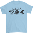 Love Triathlon Running Swimming Cycling Mens T-Shirt Cotton Gildan Light Blue