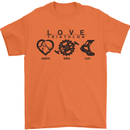 Love Triathlon Running Swimming Cycling Mens T-Shirt Cotton Gildan Orange
