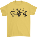 Love Triathlon Running Swimming Cycling Mens T-Shirt Cotton Gildan Yellow