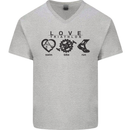 Love Triathlon Running Swimming Cycling Mens V-Neck Cotton T-Shirt Charcoal