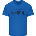 Love Triathlon Running Swimming Cycling Mens V-Neck Cotton T-Shirt Royal Blue