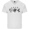 Love Triathlon Running Swimming Cycling Mens V-Neck Cotton T-Shirt White