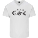 Love Triathlon Running Swimming Cycling Mens V-Neck Cotton T-Shirt White