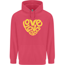 Love Word Art Heart Shape Anti-War Hippy Childrens Kids Hoodie Heliconia