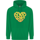 Love Word Art Heart Shape Anti-War Hippy Childrens Kids Hoodie Irish Green