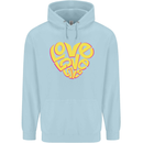 Love Word Art Heart Shape Anti-War Hippy Childrens Kids Hoodie Light Blue