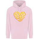 Love Word Art Heart Shape Anti-War Hippy Childrens Kids Hoodie Light Pink
