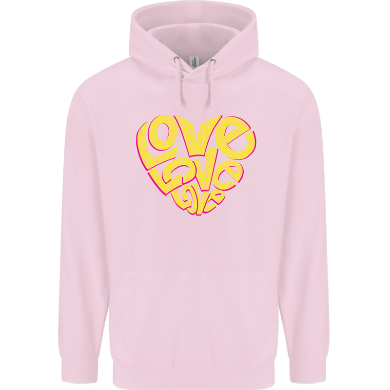 Love Word Art Heart Shape Anti-War Hippy Childrens Kids Hoodie Light Pink