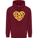 Love Word Art Heart Shape Anti-War Hippy Childrens Kids Hoodie Maroon