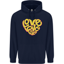 Love Word Art Heart Shape Anti-War Hippy Childrens Kids Hoodie Navy Blue