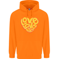 Love Word Art Heart Shape Anti-War Hippy Childrens Kids Hoodie Orange