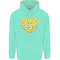 Love Word Art Heart Shape Anti-War Hippy Childrens Kids Hoodie Peppermint