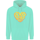 Love Word Art Heart Shape Anti-War Hippy Childrens Kids Hoodie Peppermint