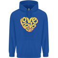Love Word Art Heart Shape Anti-War Hippy Childrens Kids Hoodie Royal Blue