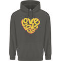 Love Word Art Heart Shape Anti-War Hippy Childrens Kids Hoodie Storm Grey