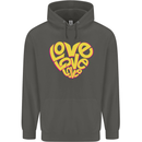 Love Word Art Heart Shape Anti-War Hippy Childrens Kids Hoodie Storm Grey