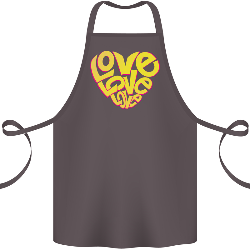 Love Word Art Heart Shape Anti-War Hippy Cotton Apron 100% Organic Dark Grey