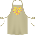 Love Word Art Heart Shape Anti-War Hippy Cotton Apron 100% Organic Khaki