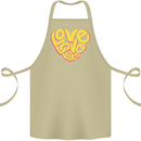 Love Word Art Heart Shape Anti-War Hippy Cotton Apron 100% Organic Khaki
