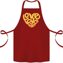 Love Word Art Heart Shape Anti-War Hippy Cotton Apron 100% Organic Maroon