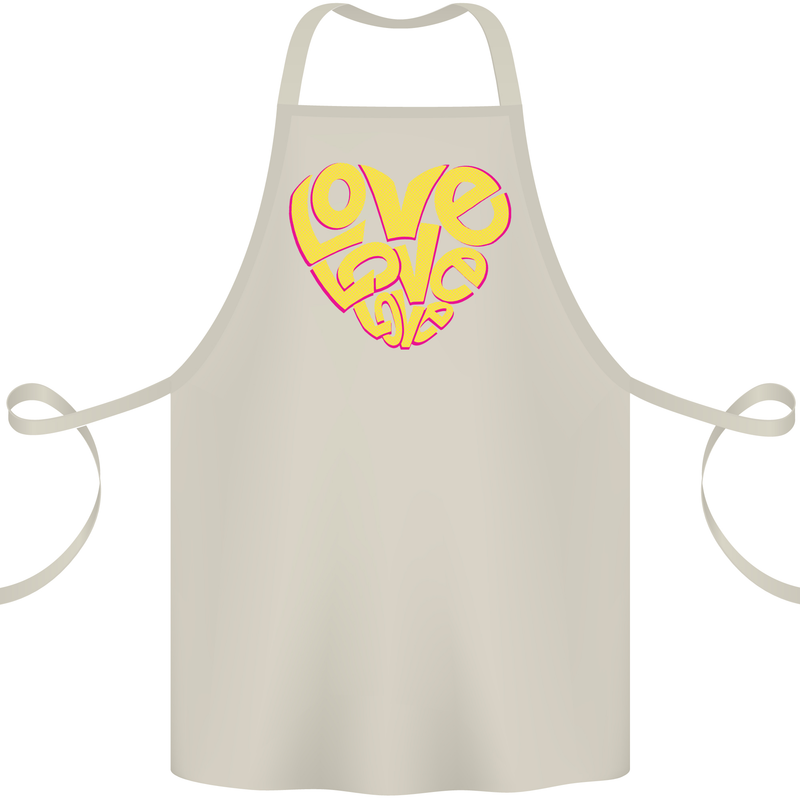 Love Word Art Heart Shape Anti-War Hippy Cotton Apron 100% Organic Natural
