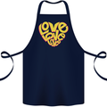 Love Word Art Heart Shape Anti-War Hippy Cotton Apron 100% Organic Navy Blue